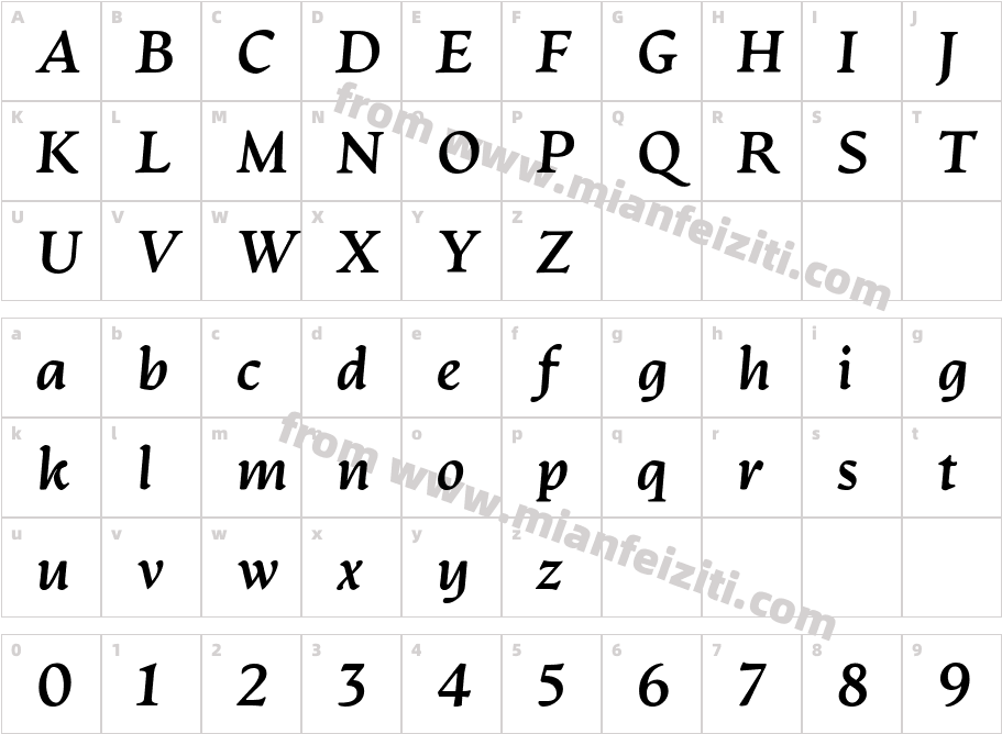 ArtifexCF-ExtraBoldItalic字体字体映射图