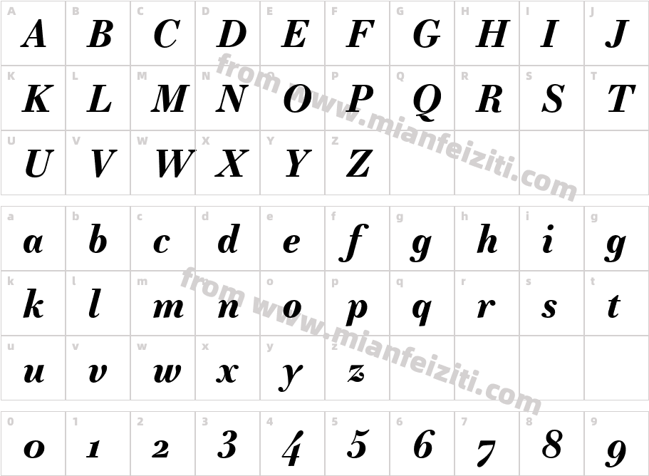 EssonnesText-BoldItalic字体字体映射图