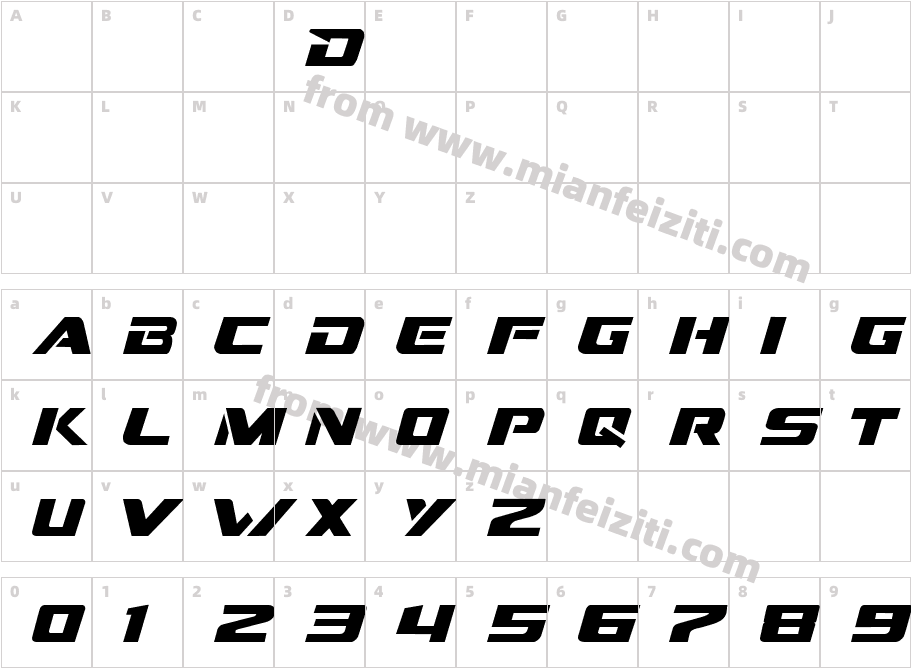 Dream MMA字体字体映射图