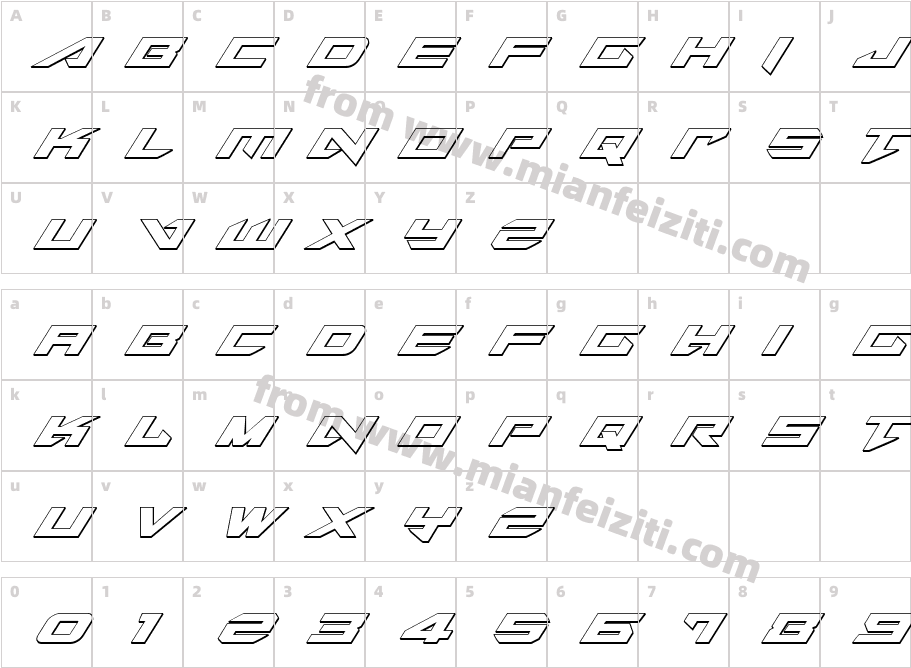 Tarrget 3D Italic字体字体映射图