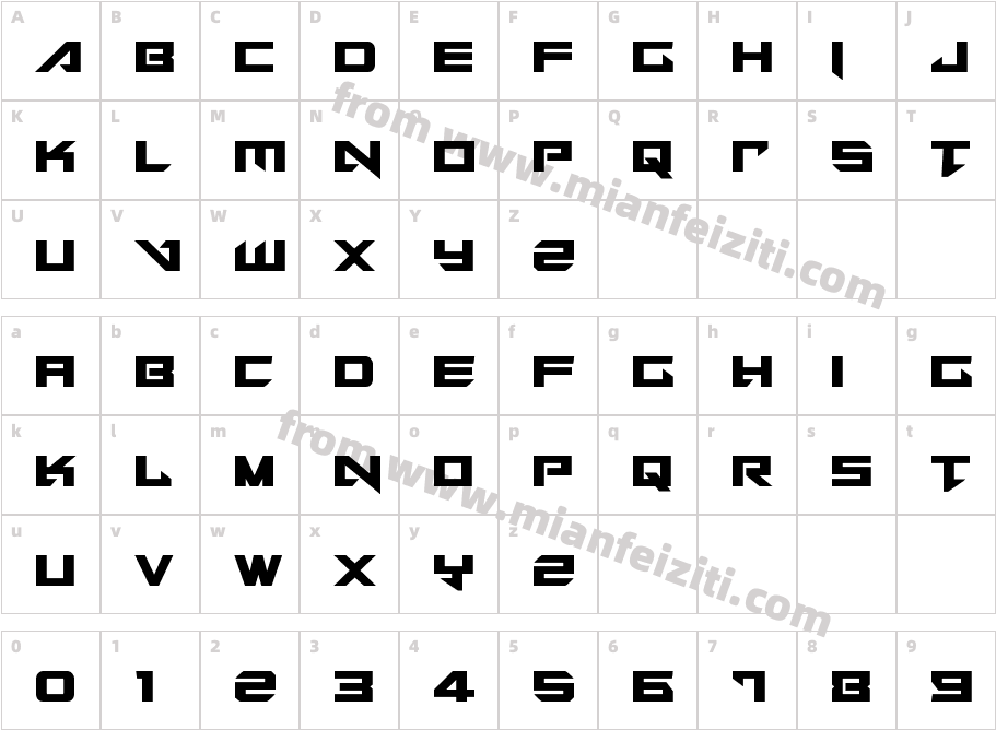 Tarrget Condensed字体字体映射图