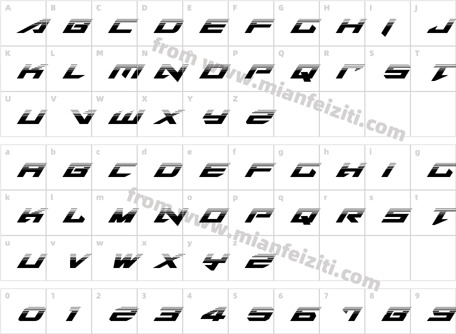 Tarrget Half-Tone Italic字体字体映射图