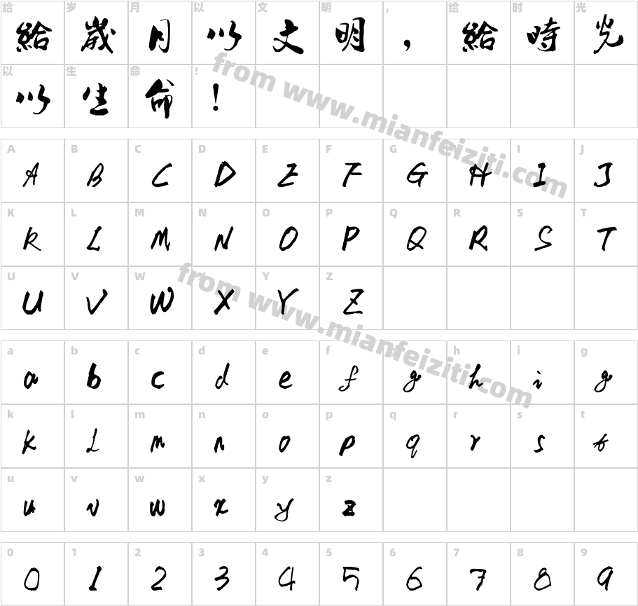 林统领签名繁字体字体映射图