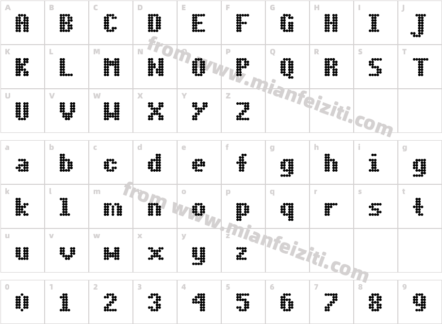 Dot Matrix Bold字体字体映射图