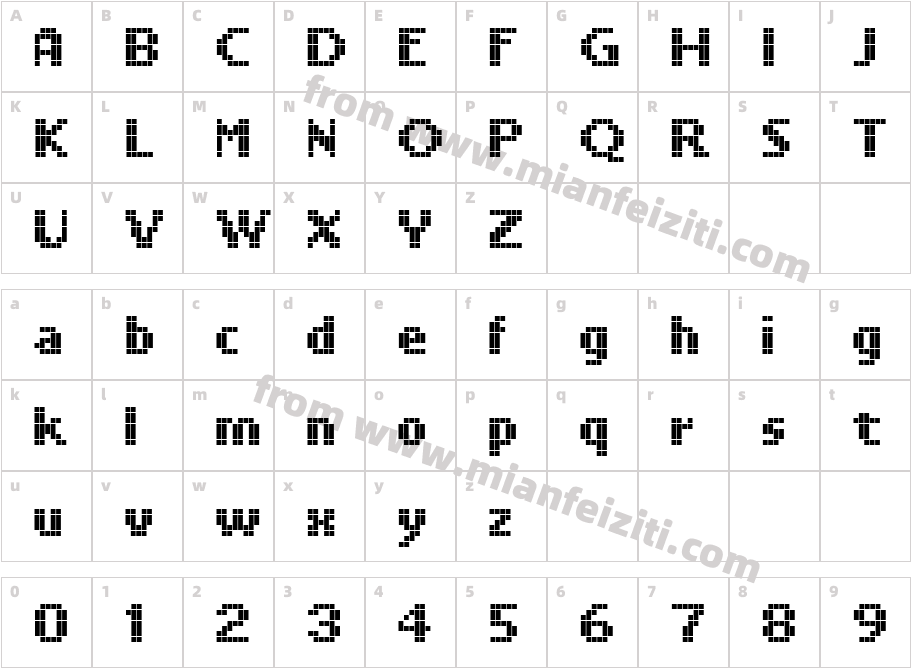 LL Pixel字体字体映射图