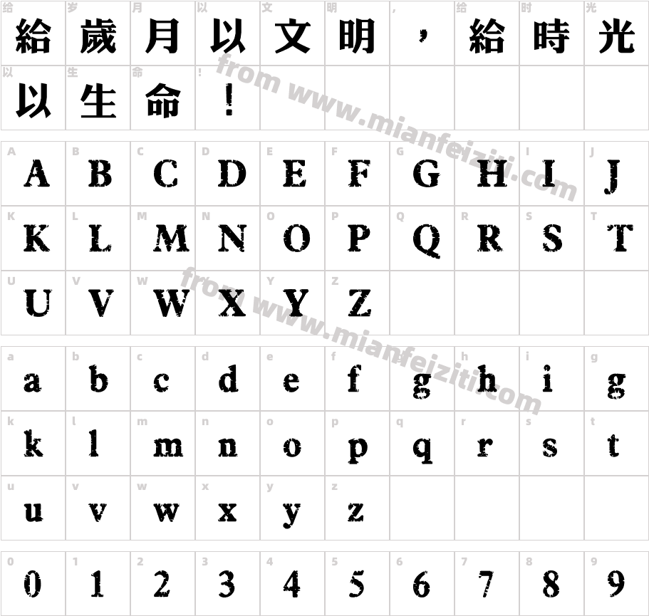 嗡阿吽－古典招牌體字体字体映射图