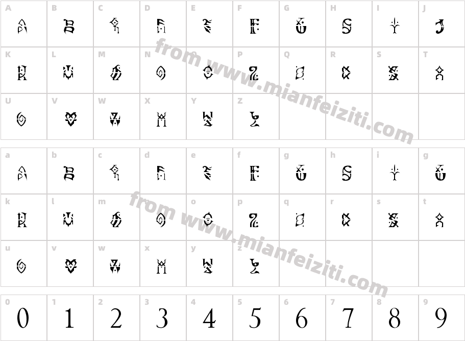 原神神秘字符 常规字体字体映射图