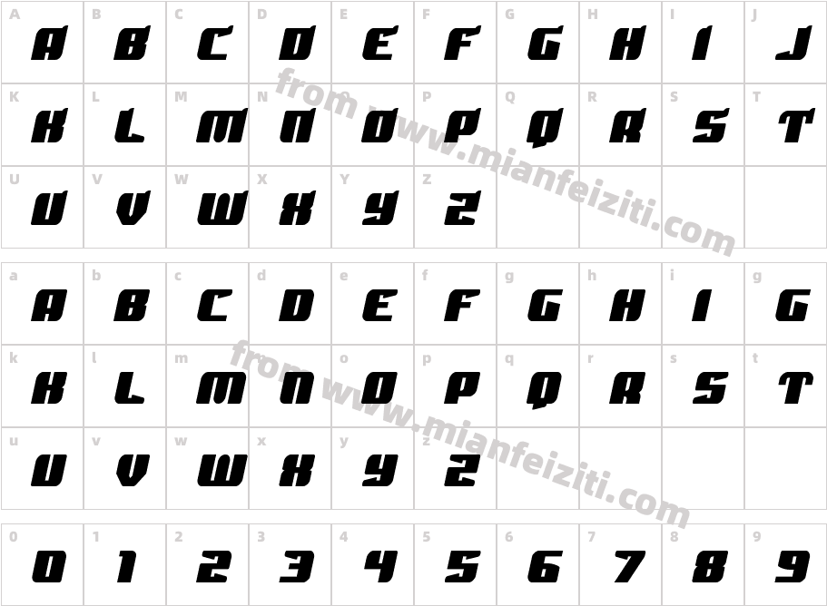 Spartaco Semi-Italic字体字体映射图
