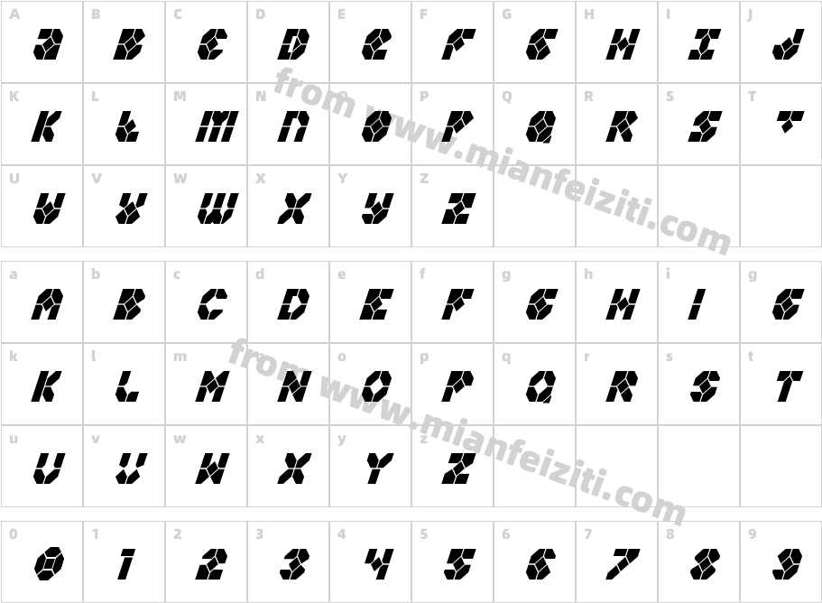 Zoom Runner Condensed Italic字体字体映射图