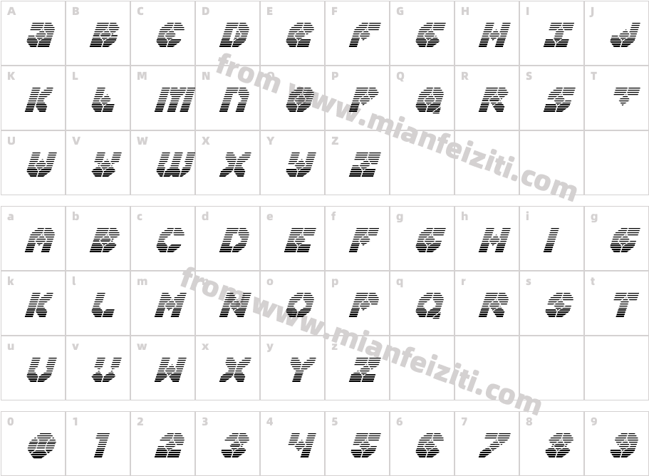 Zoom Runner Gradient Italic字体字体映射图