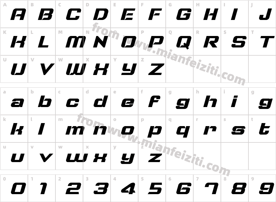 TypoSpeedBoldDemoItalic-ALl7D字体字体映射图