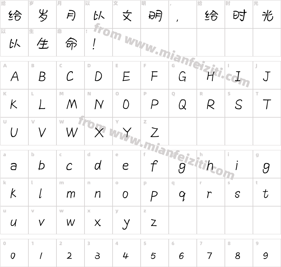 可可哈尼宝贝字体字体映射图