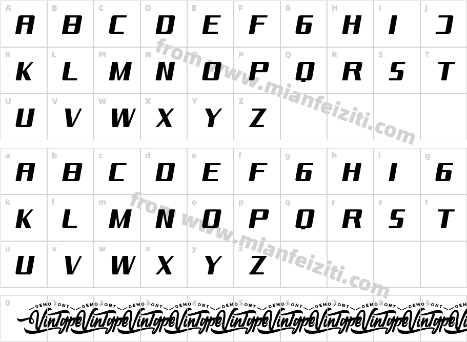 TheropodsDemo Italic字体字体映射图