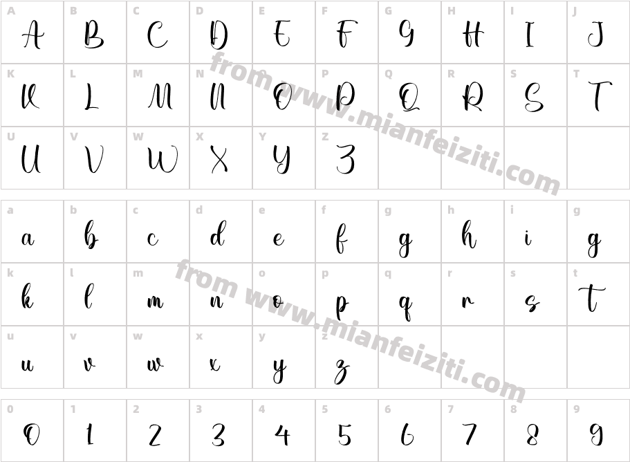 Delaney Rubi字体字体映射图