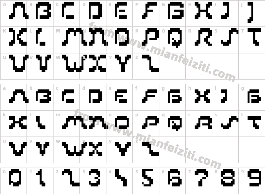 PIXoriental 9字体字体映射图