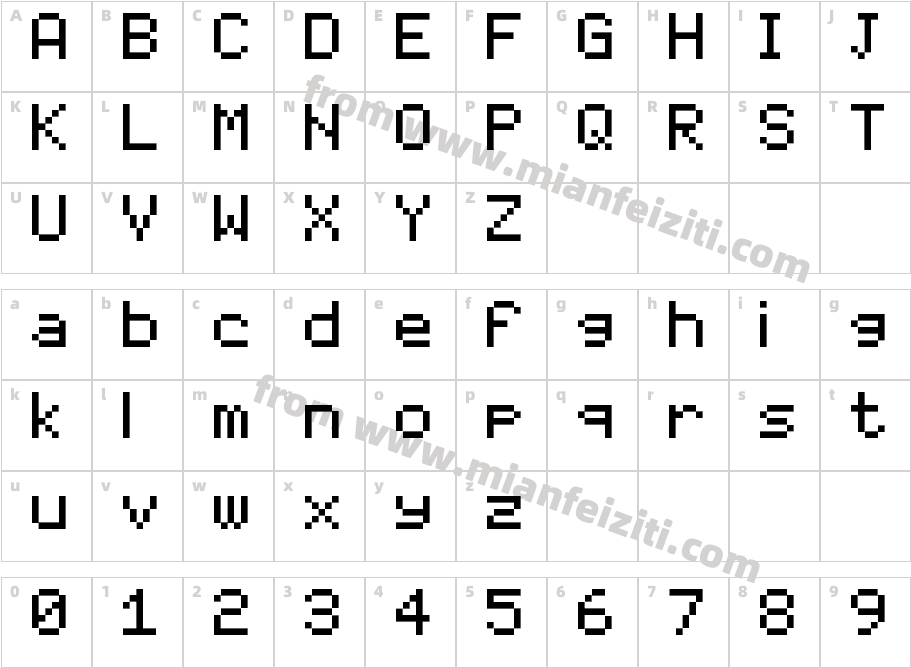 07x5字体字体映射图