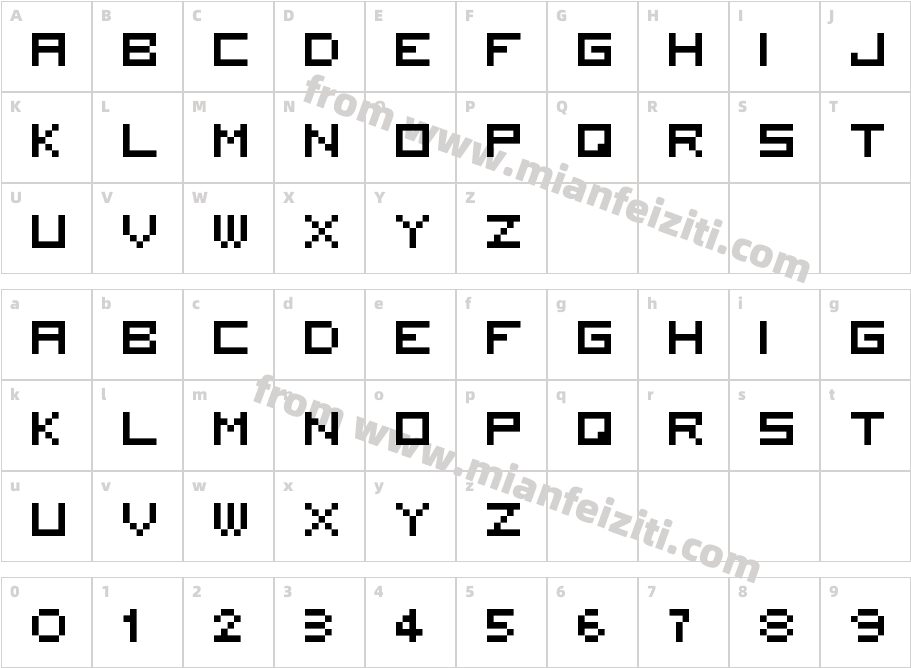 5x5 Square字体字体映射图