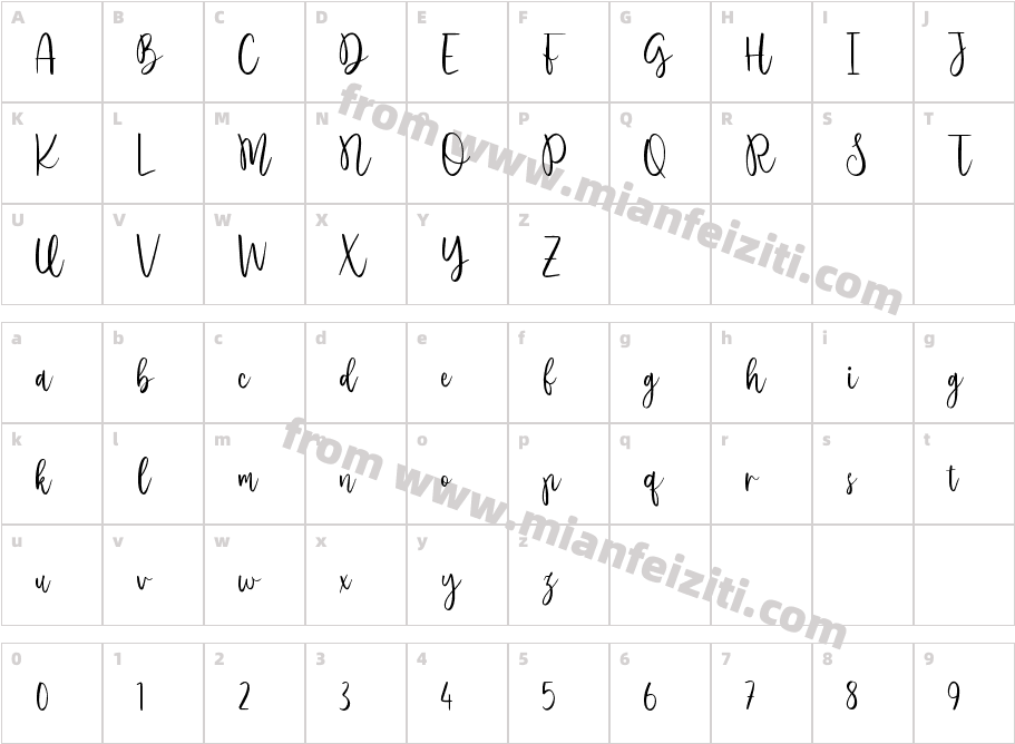 Mariangelica字体字体映射图