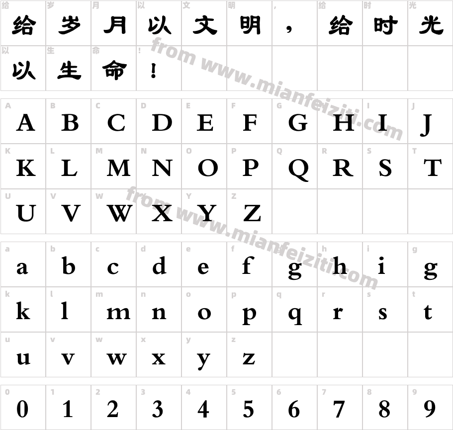 汉仪方隶简繁字体字体映射图