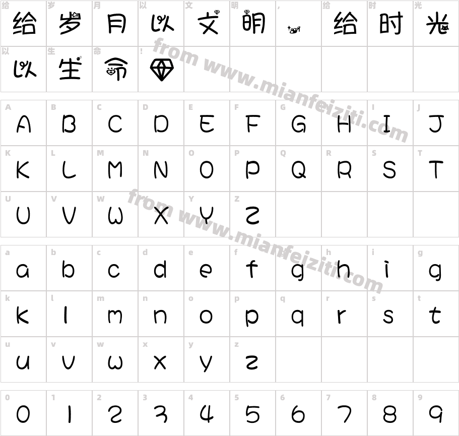 一家人中文字体字体映射图