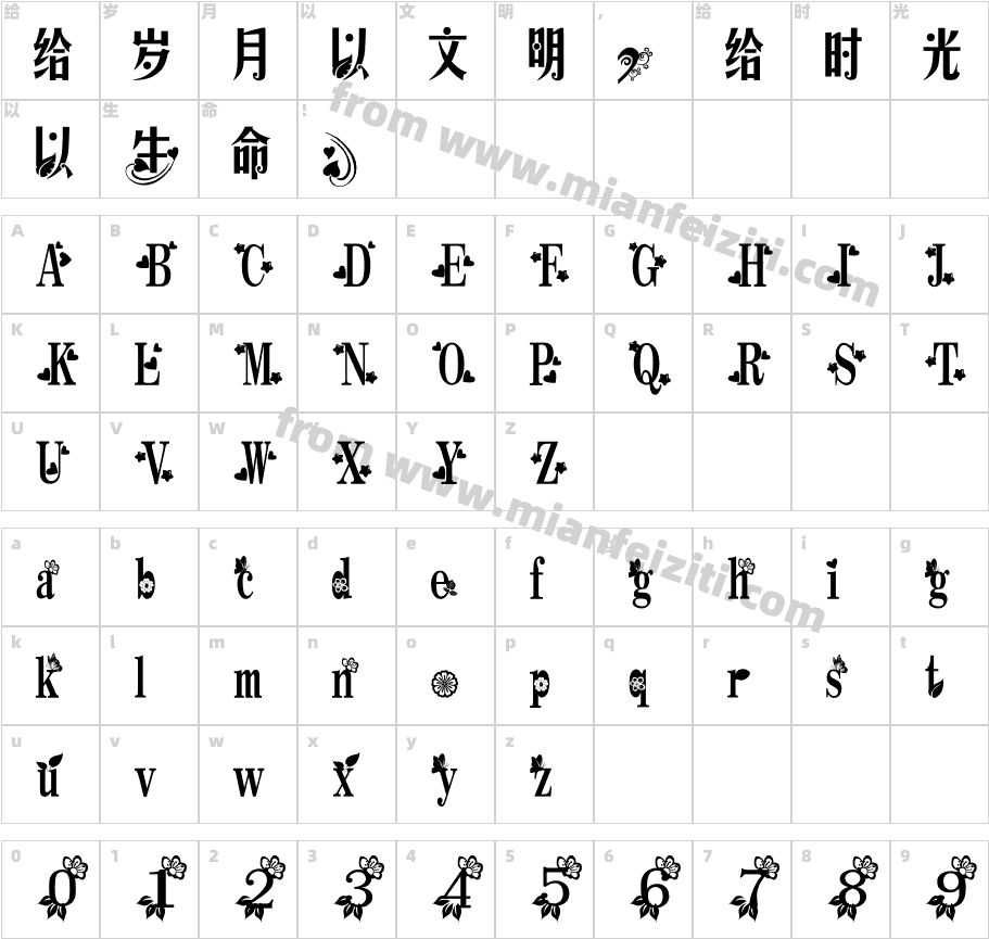 三生三世十里桃花字体字体映射图