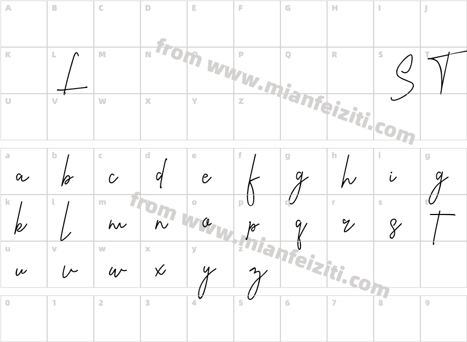 Lentera Signature for Personal字体字体映射图