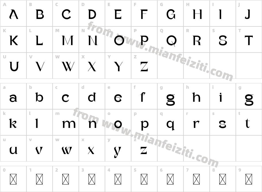Vestige Grotesk字体字体映射图