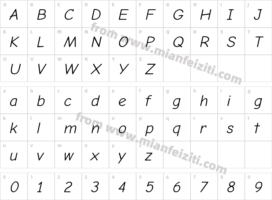 ComicNeue-Italic字体字体映射图