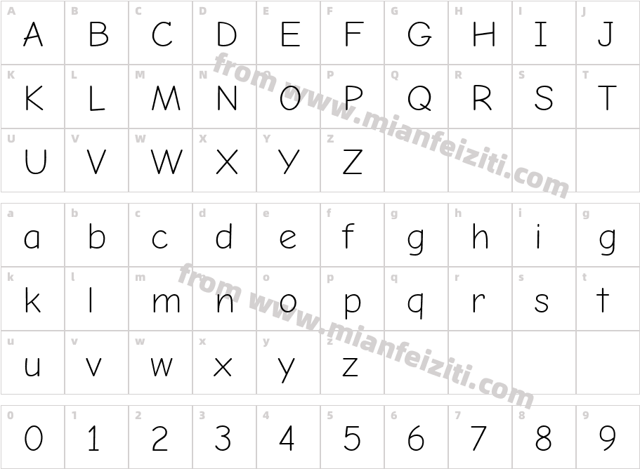 ComicNeue-Light字体字体映射图