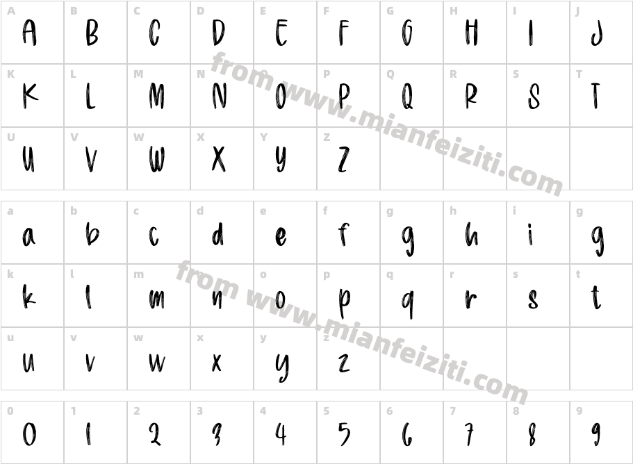 Hanindya字体字体映射图