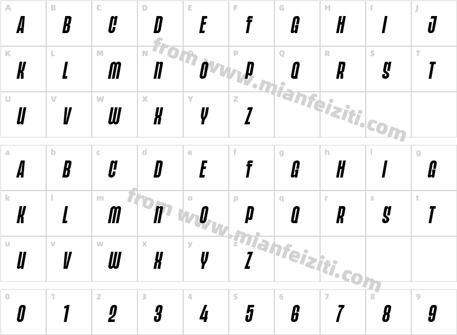 POPFINE Italic字体字体映射图