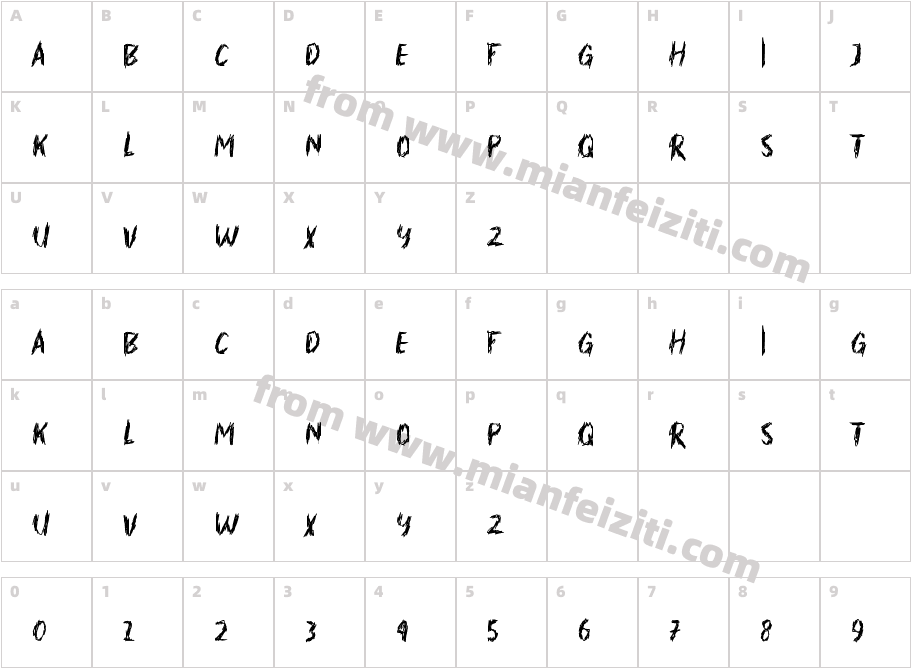 WARNAI BRUSH字体字体映射图