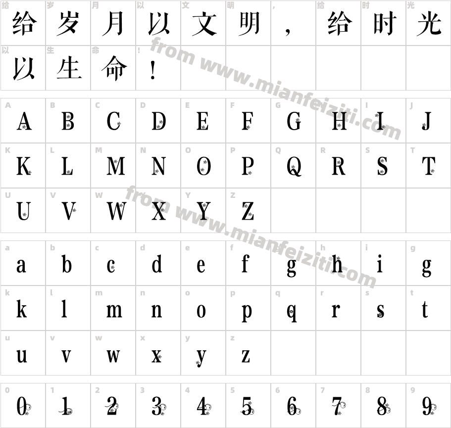 【凉岛】世界上唯一的花字体字体映射图