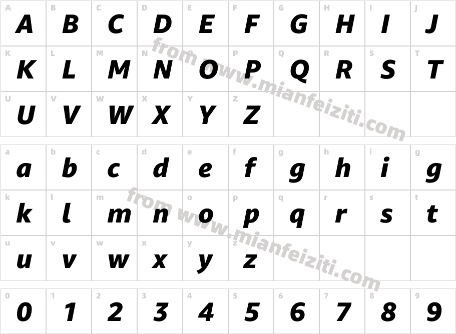 Amazon Ember Heavy Italic字体字体映射图