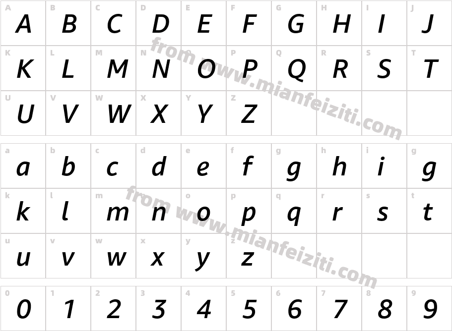 Amazon Ember Medium Italic字体字体映射图