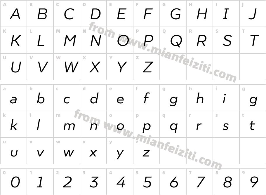 TTSmalls-Italic字体字体映射图