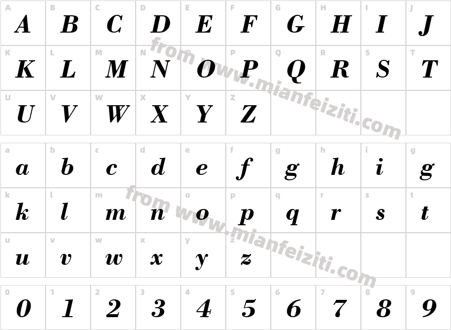 Bodoni Bold Italic BT字体字体映射图