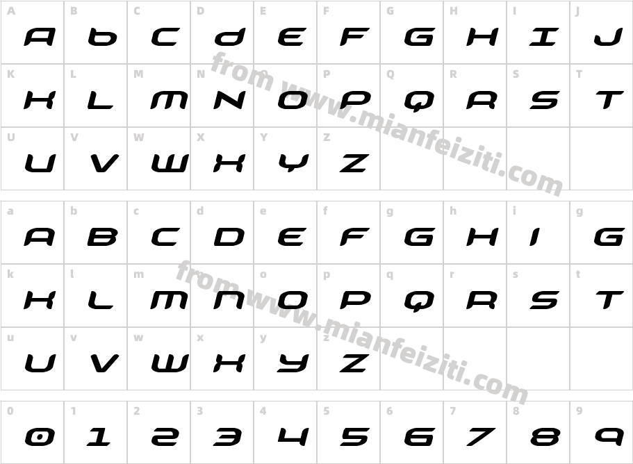 Zodiac Key Italic字体字体映射图