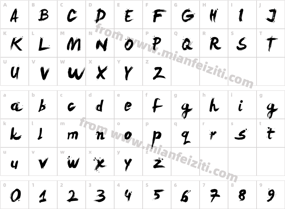 水墨书法英文字体字体字体映射图