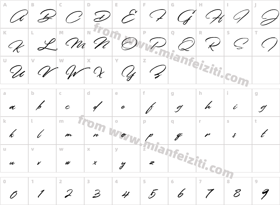 Colatin Script Regular字体字体映射图