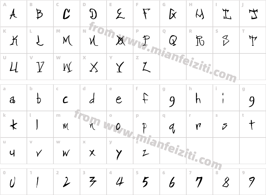 YGYjianxi字体字体映射图