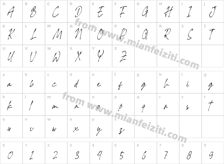 Zaxelton-YzxaL字体字体映射图