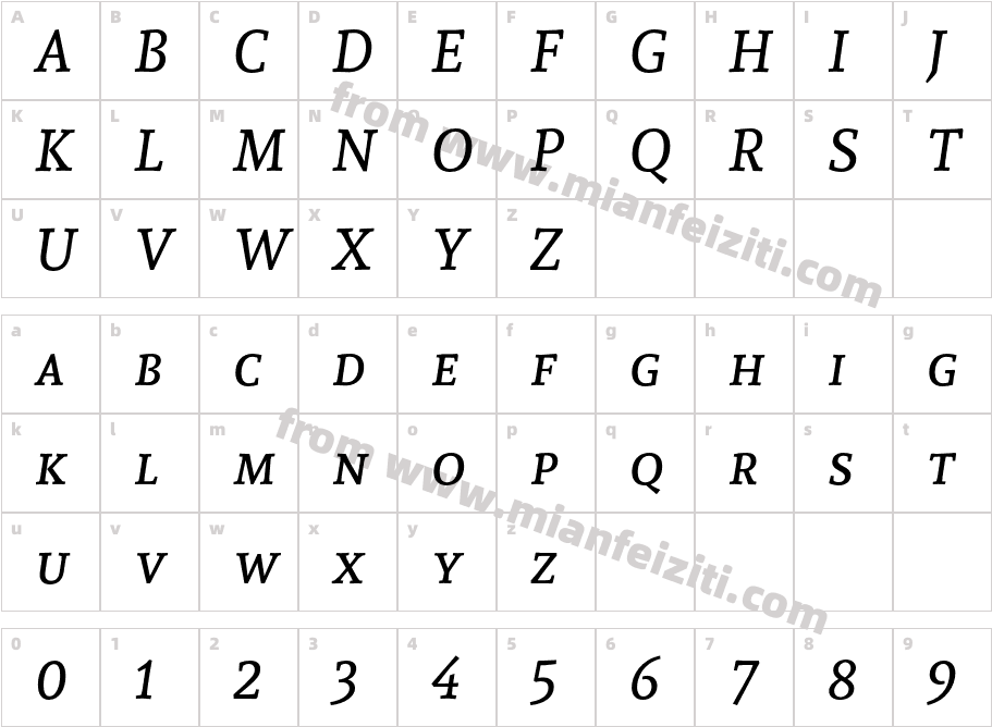 AndadaSC-Italic字体字体映射图