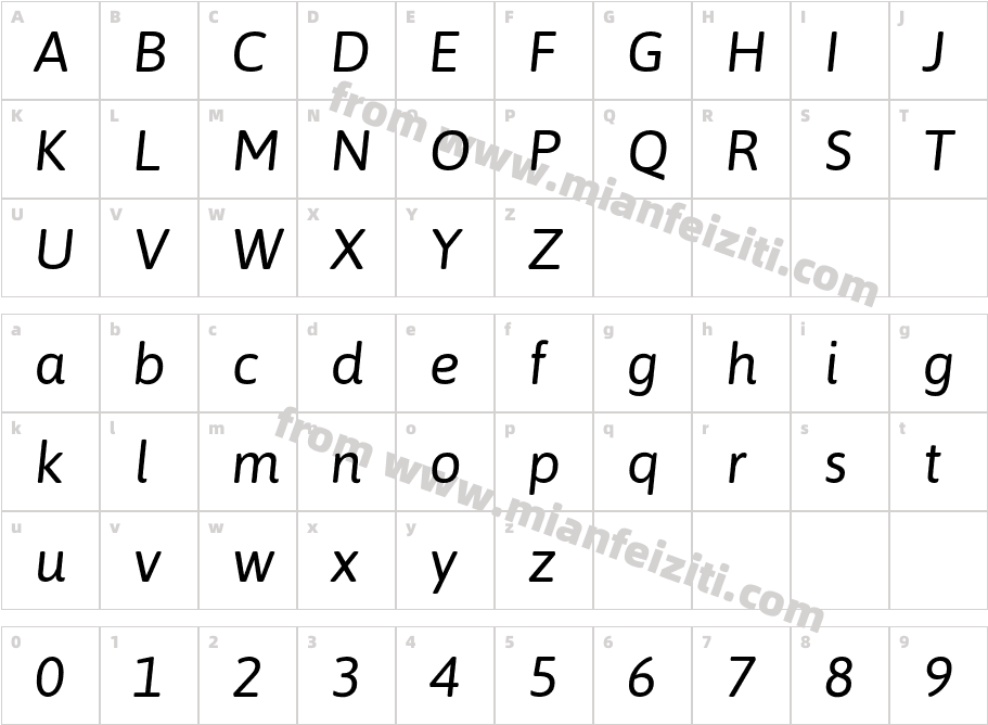 Asap-Italic字体字体映射图