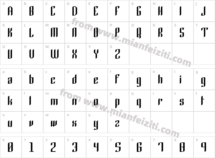 Gothic 45字体字体映射图