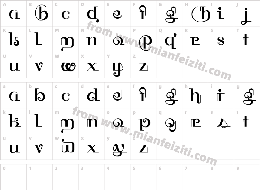 HFF Thai Dye字体字体映射图