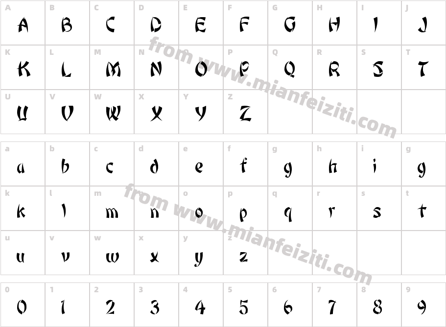 Bonzai字体字体映射图