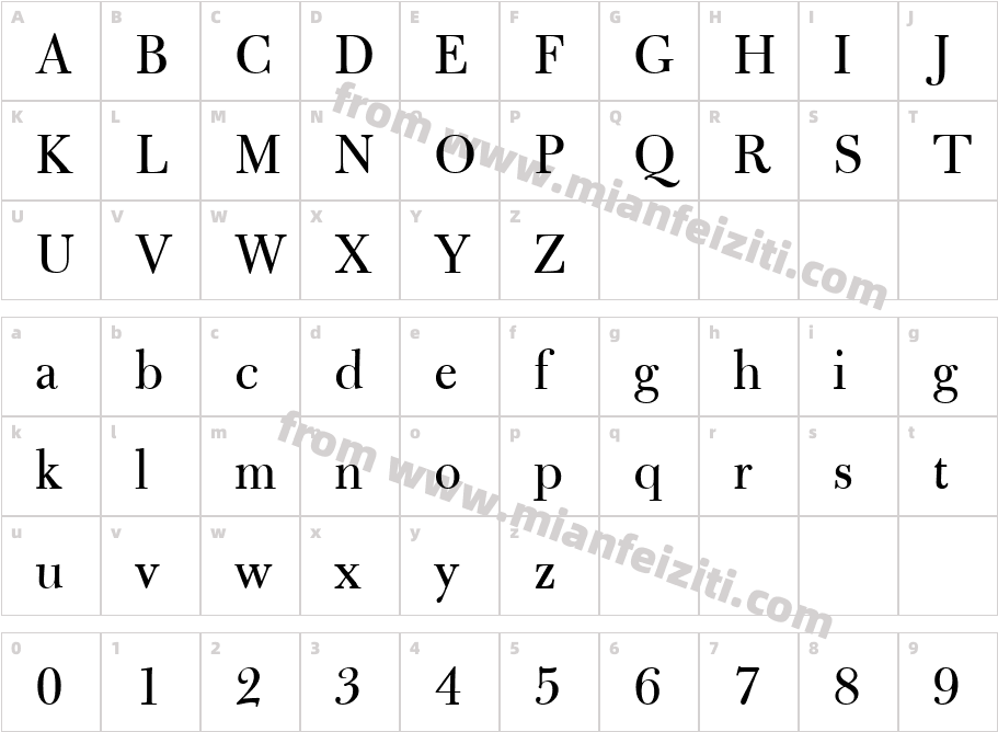 Bulmer MT Regular字体字体映射图