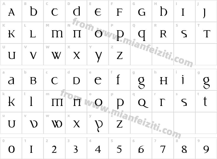 IDIOSYNOPTIUM1.0 R字体字体映射图