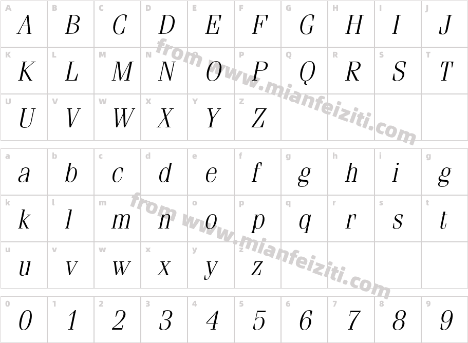Compendium Light SSi Light Italic字体字体映射图